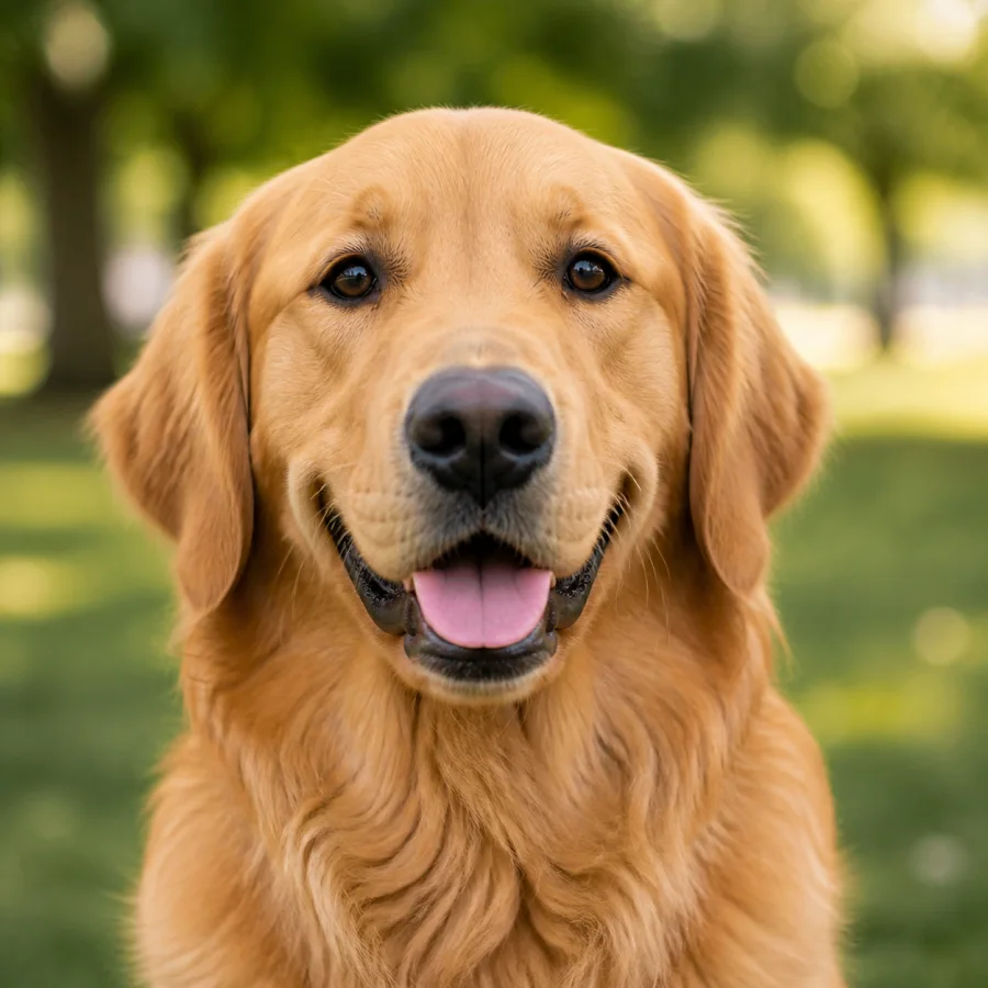 Golden retriever usado como ejemplo de ficha de mascota